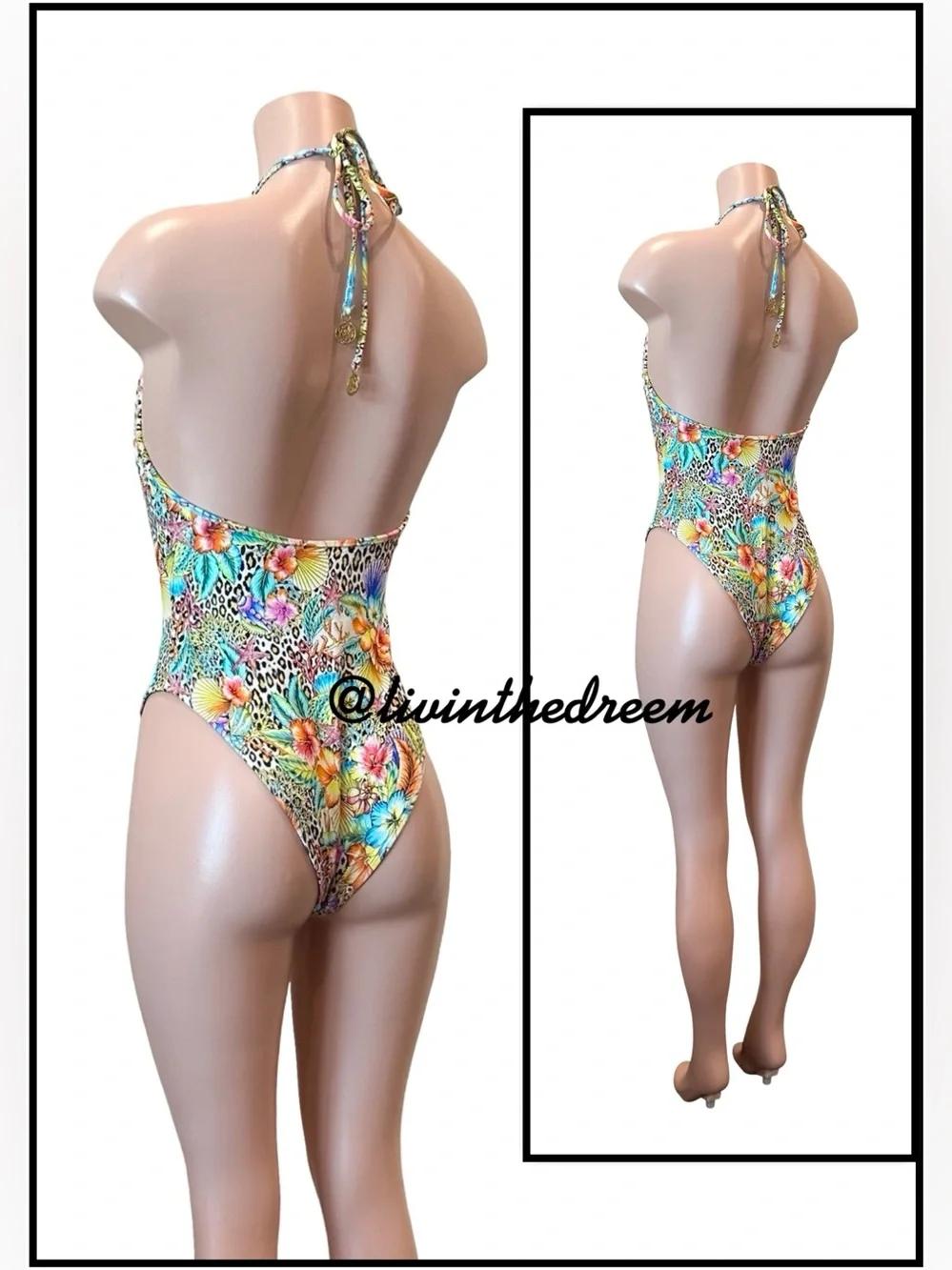 Luli Fama Jungle Tropical Floral Plunge One-Piece Swimsuit - Multicolor SZ XL
